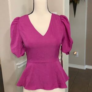 Dee Elly purple peplum top Size S